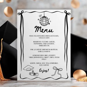 Graduation Party Menu, Editable Template, College Graduation Decor, Grad Party Sign, School Graduation Props, Food Table Sign, Instant