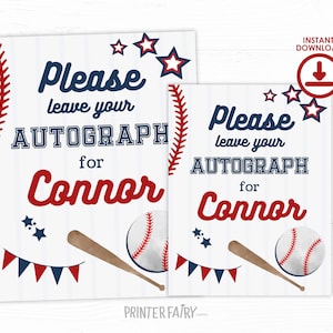 Baseball Table Sign, EDITABLE, Leave your Autograph Sign, Baseball Decorations, Baseball Birthday Party, Sports Birthday, INSTANT DOWNLOAD