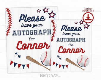 Baseball Table Sign, EDITABLE, Leave your Autograph Sign, Baseball Decorations, Baseball Birthday Party, Sports Birthday, INSTANT DOWNLOAD