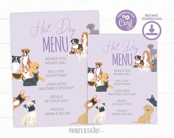 Puppy Adoption Birthday Menu, Pet Adoption Party, It's a Paw-ty! Dog Party Dinner Menu, Editable Puppy Dog Birthday Food Sign, Lets Pawty!