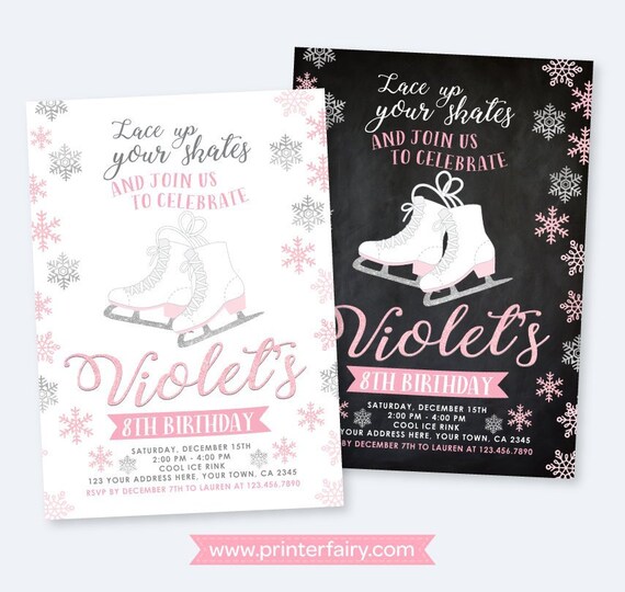 Ice Skating Birthday Invitation, Ice Skating Party, Ice Skate Invite
