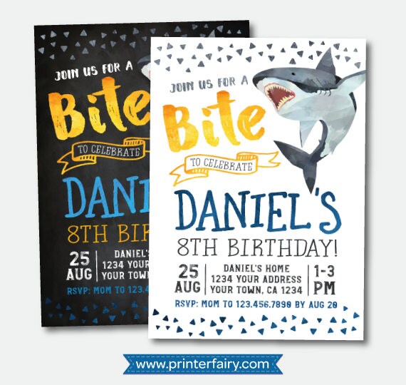 shark invitation shark birthday invitation shark party pool party