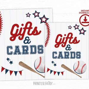 Baseball Table Sign, Gifts and Cards Sign, Baseball Decorations, Baseball Birthday Party, Sports Birthday, INSTANT DOWNLOAD