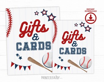 Baseball Table Sign, Gifts and Cards Sign, Baseball Decorations, Baseball Birthday Party, Sports Birthday, INSTANT DOWNLOAD