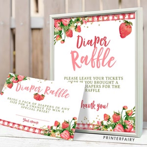 Strawberry Baby Shower Diaper Raffle, Editable, Some One Berry Sweet Is On The Way, Girl Baby Shower, Strawberry Baby Sprinkle Diaper Raffle