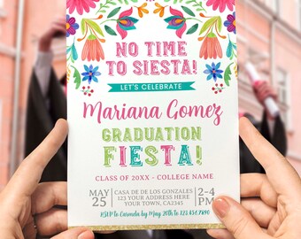 Graduation Fiesta Invitation, Editable Template, Mexican College Graduation, Grad Party Decor, School Graduation Invite, Instant, Español