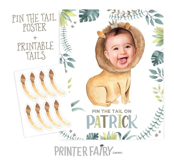 Pin The Tail Game, Jungle Birthday Party, Wild One Party Decorations, Lion Party Game, Safari Birthday, Pin the Tail, DIGITAL Personalized Il_570xn