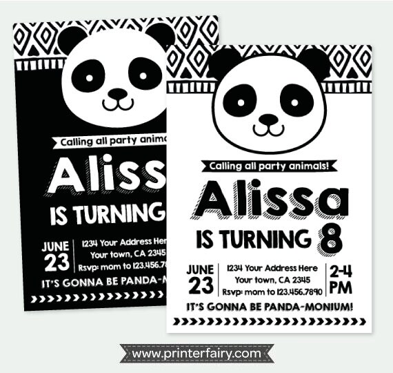 Invitation Danniversaire Panda Invitation Panda Invitations Etsy