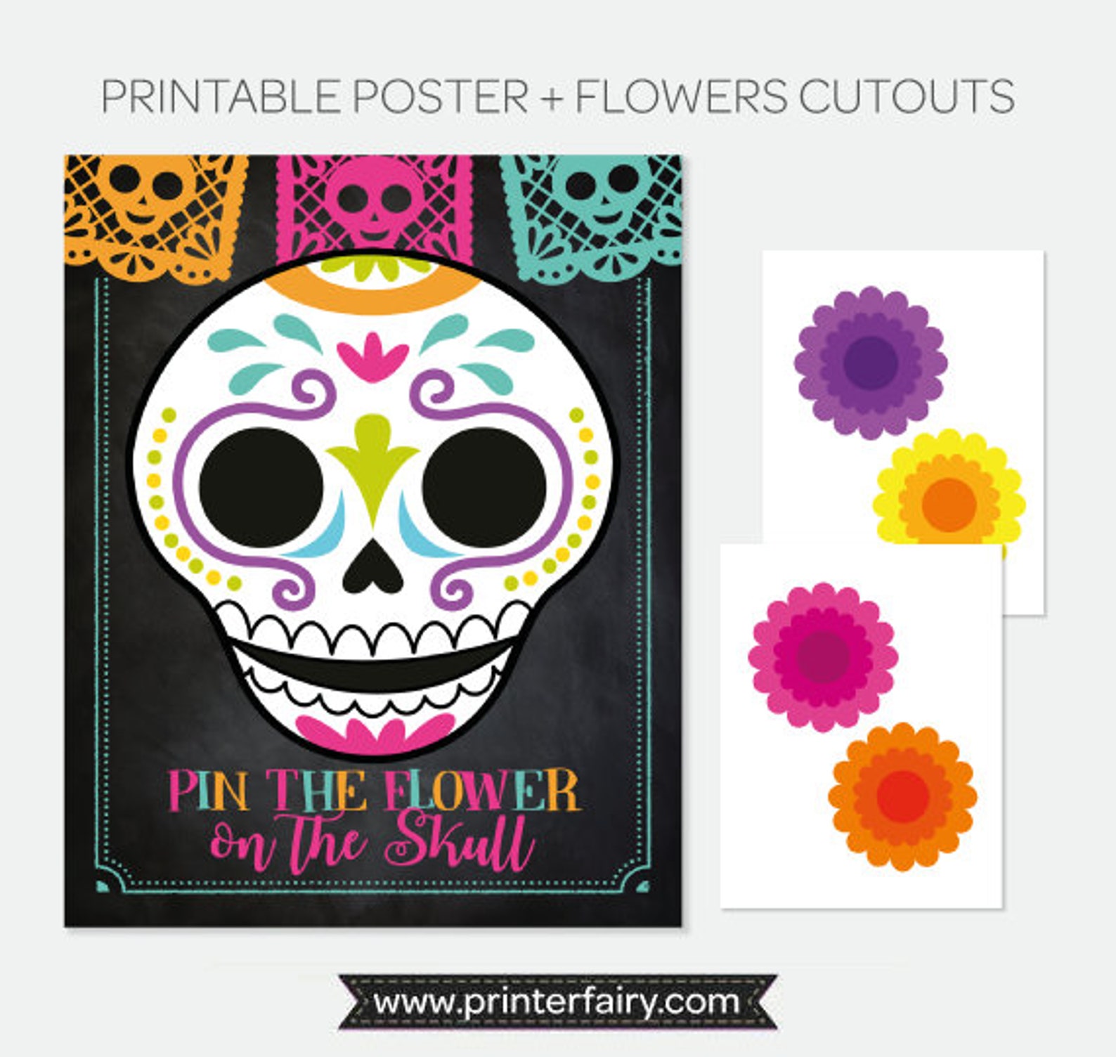 Day of the Dead Pin the Flower on the Skull Game Dia De Los - Etsy