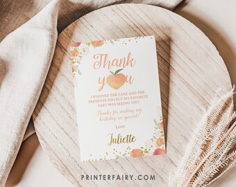 Peach Floral Thank You Cards, Editable Template (Instant Download)