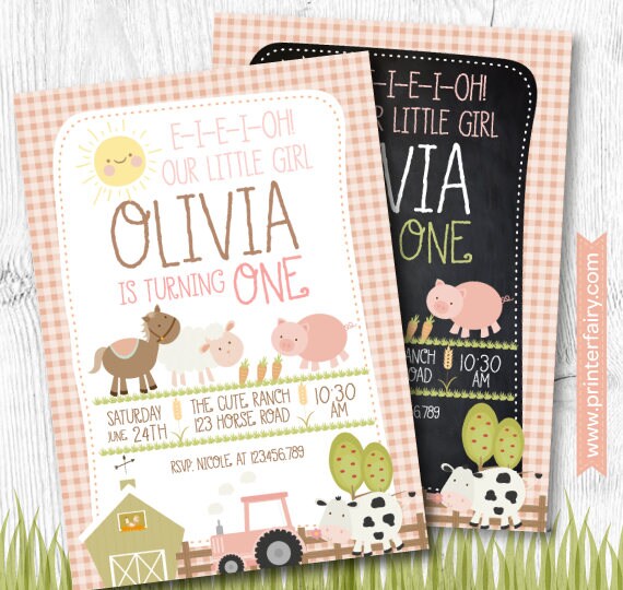 Farm First Birthday Invitation Barnyard 1st Birthday Party Barn
