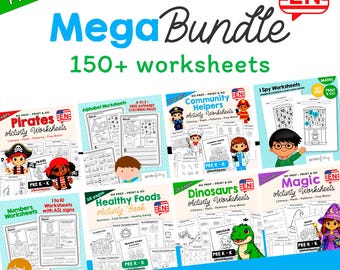 No-Prep 150+  Worksheets for Pre-K, Kindergarten, Healthy Eating, Phonics, Literacy, Maths, Alphabet, INSTANT DOWNLOAD
