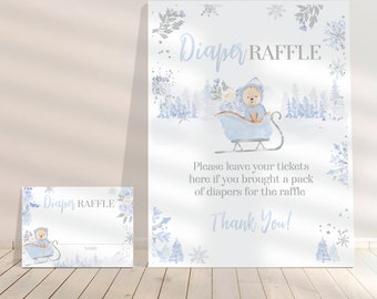 Teddy Bear Diaper Raffle Game, Winter Wonderland Baby Shower, We Can Bearly Wait, Baby Sprinkle Decoration, Girl And Boy Baby Shower