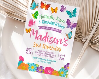 Butterfly Birthday Invitation, EDITABLE Invitation, Spring Birthday Party, Garden Invitation, Butterflies Invite, INSTANT DOWNLOAD