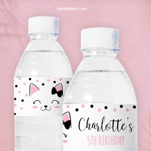 Kitty Cat Water Bottle Labels, EDITABLE, Kitty Birthday Party, Cat ...