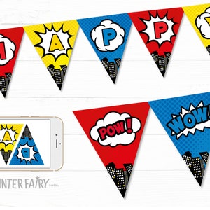 Superhero Birthday Party Banner, Editable, Little Superhero Party Decoration, Comics Party Birthday Banner, Super Heroes Printable Banner