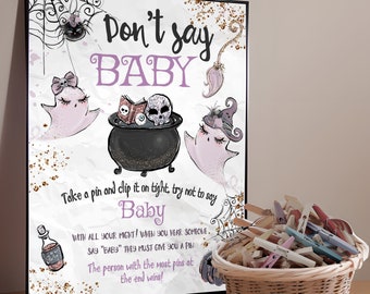 Don't Say Baby Little Boo Baby Shower Sign Halloween Baby Brewing Activities Baby Shower Game Spooky Baby Sprinkle Digital Instant Download