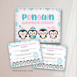 Penguin Birthday Party, Penguin Adoption Center, Winter Birthday Party, INSTANT DOWNLOAD, Digital Files