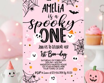 Spooky One Invitation, EDITABLE Halloween 1st Birthday Invitation, Ghost Invitation, Spooky Invitation, Spooktacular Party, INSTANT DOWNLOAD