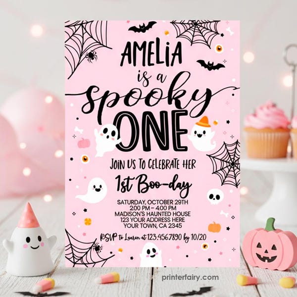 Invito Spooky One, invito modificabile per il primo compleanno di Halloween, invito fantasma, invito spettrale, festa spettrale, download immediato