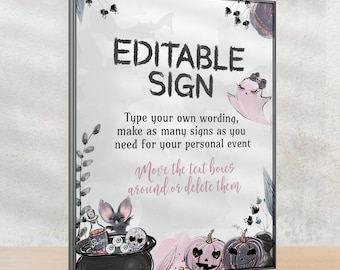 Halloween Party Sign, EDITABLE, Boo Day, Spooky Baby, Halloween Birthday Party Sign, Welcome Sign, Ghost Party, Printable, Instant Download