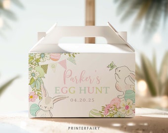 Easter Party Gable Box Label, Easter Editable Label, Easter Egg Hunt, Easter Gift Tag, Bunny Printable Label, Instant Download