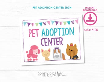 Pet adoption center sign, Instant Download