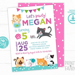 Kitty Cat Invitation, EDITABLE, Kitten Invitation, Cat Birthday, Pawty Invitation, Pet Adoption Party, INSTANT DOWNLOAD image 3