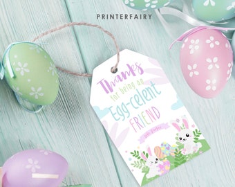 Eggcellent Easter Printable Tag, Easter Gift Tags, Editable Easter Favor Tag Template, Instant Download