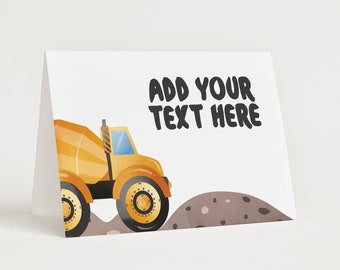 Dump Truck Birthday Party Place Cards: "Under Construction" Buffet Labels, Construction Birthday Dinner Food Signs, Truck Party Food Tents