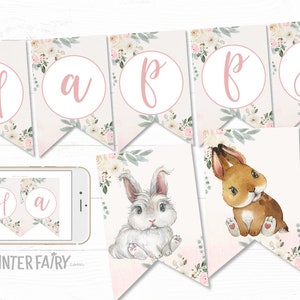 Some Bunny Editable birthday Banner, Bunny Birthday Decorations, Bunny Printable Banner, Easter Banner, Sprimg Banner, INSTANT DOWNLOAD