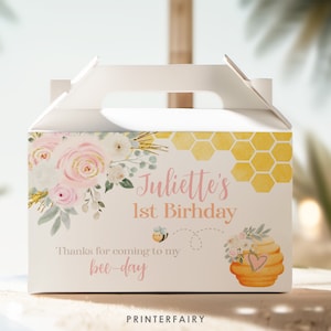 Editable Bee Birthday Party Gable Box Label, Honeycomb Birthday, Bee ...
