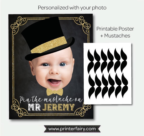 Pin the mustache game, Mr Onederful Birthday Party, Mr Onederful Games, Chalkboard Printable Sign, DIGITAL Personalized item Il_570xn