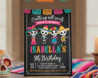 Day of the Dead Birthday Invitation, Editable Dia de los Muertos Party (INSTANT DOWNLOAD)