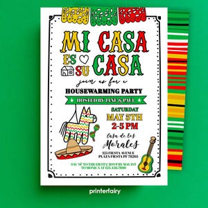 Modèle d'invitation modifiable de pendaison de crémaillère mexicaine, carte numérique de fête d'invitation de fête Fiesta de Cinco de Mayo, téléchargement immédiat