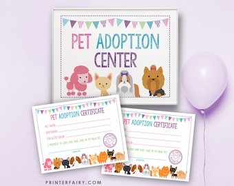 Puppy adoption certificate, Adopt a Puppy Print Pack, Printable files, Instant download