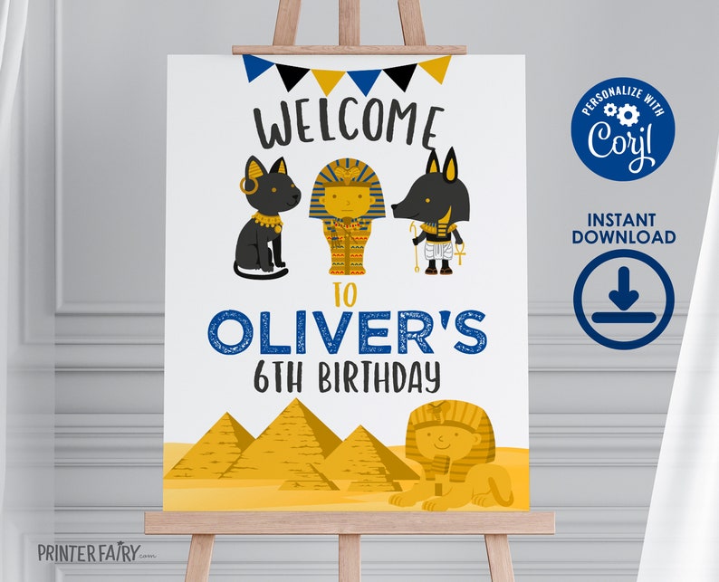 Egypt Welcome Sign, Egyptian Birthday Party, Adventure Birthday Party, Printable Sign, Instant Download image 1