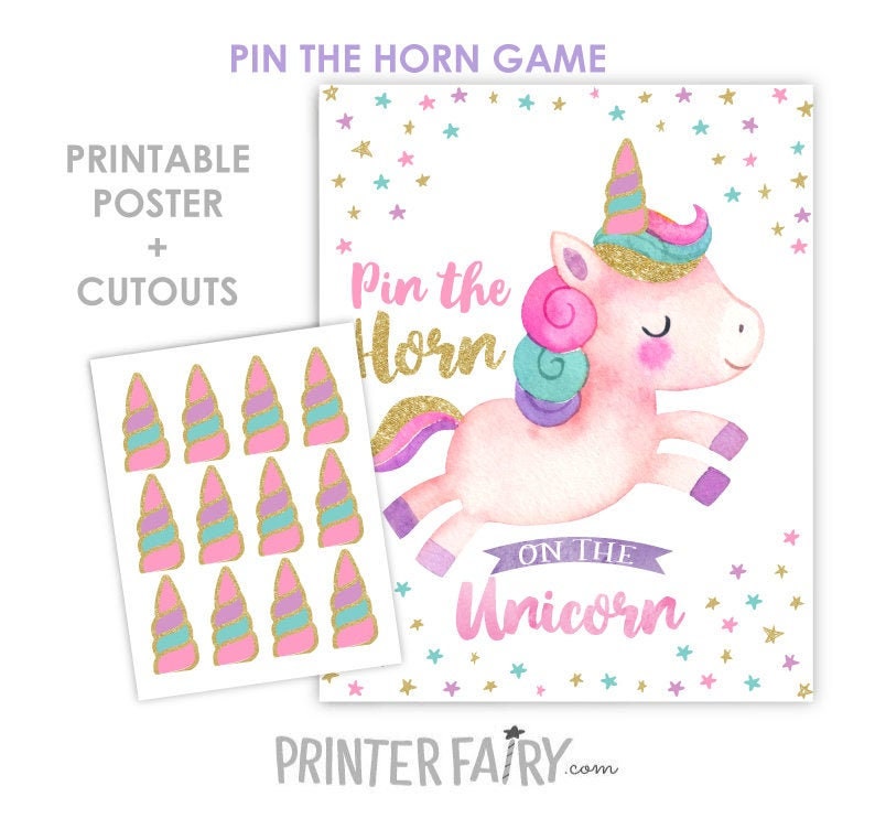 Pin the Horn on the Unicorn Party Theme GAME digital file 