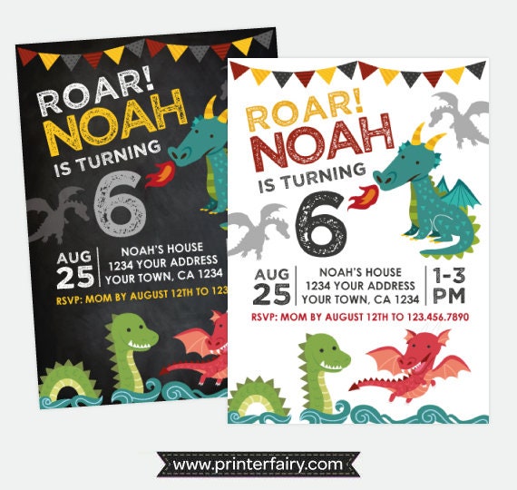 Dragon Birthday Invitation, Dragon Birthday Party, Knight Invitation, Medieval Birthday Party, Personalized Digital Invitation, 2 options Il_570xn