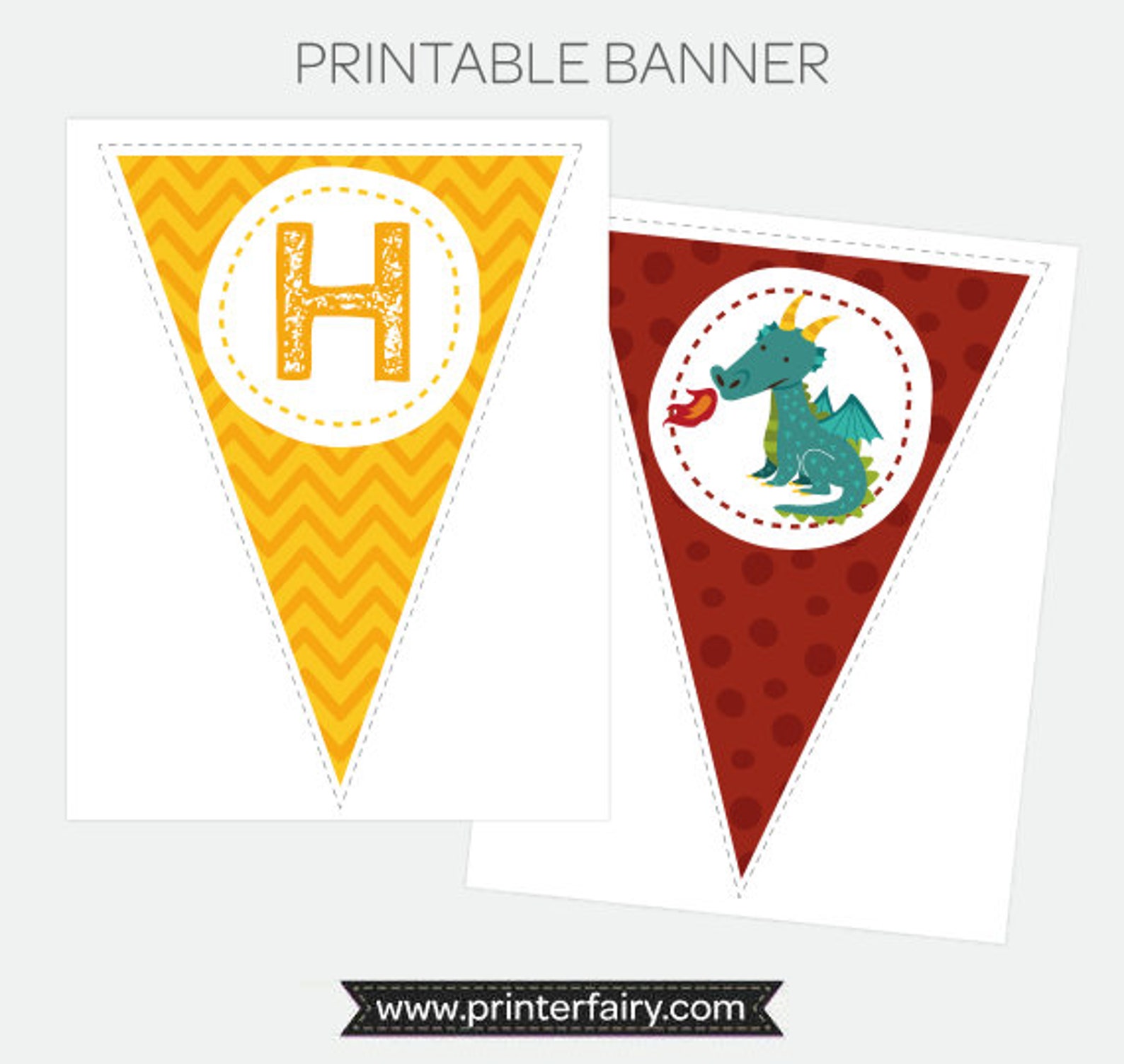 Dragon Printable Banner Dragon Birthday Party Decorations - Etsy
