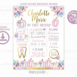 Little Pumkin Birthday Board, EDITABLE, Little Pumpkin Birthday Decorations, EDIT YOURSELF Digital Birthday Board, Any Age, Instant Download