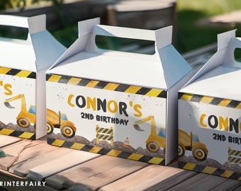 Under Construction Treat Box Label: Dump Truck Favor Box for Birthday Boy or Girl Truck Party, Instant Download Template Editable With Corjl