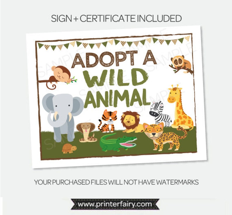 Adopt a Wild Animal Safari Birthday Party Safari Sign Pet | Etsy