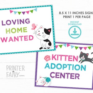 Kitty Cat Birthday party, Kitten adoption birthday, Kitty adoption station prints, Digital files, Instant download image 1