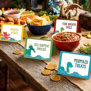 Dragon Food Tents Printable PDF Template and blank versions, Instant Download