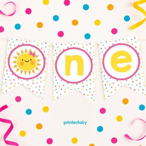 Little Sunshine ONE Banner, Sonne 1. Geburtstag, Little Sunshine Partydekoration, High Chair Printable Banner, SOFORTIGER DOWNLOAD