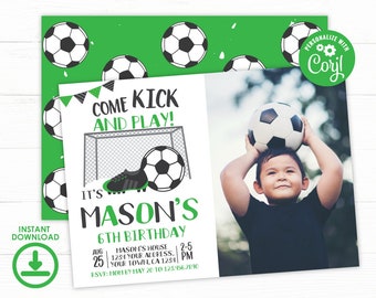 Soccer Birthday Invitation with Picture, EDITABLE Invitation, Soccer Birthday Party, Sports Birthday, Sports Invitation, INSTANT DOWNLOAD