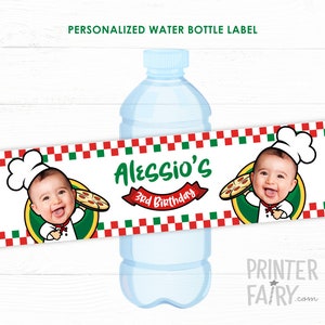 Pizza Box Water Bottle Label, Pizza Birthday Party, Italian Birthday Party, Chef Birthday Party, Personalized Printable Label, Party Decor