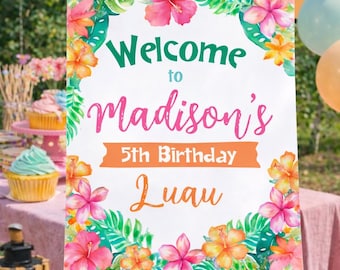 Luau Welcome Sign Editable Template, Customize for any Event, INSTANT DOWNLOAD