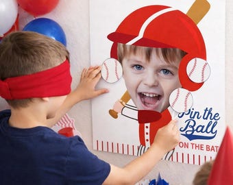 Baseball Birthday Party Personalized Pin the ball game with your Photo, Digital Printable Design